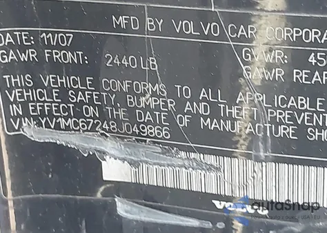 2008 Volvo C70 T5 z USA, uszkodzony, nr VIN YV1MC67248J049866